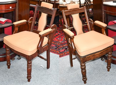 Lot 1240 - A Pair of Barbers Chair, with mahogany frames...