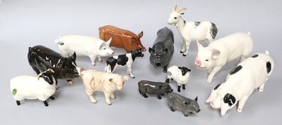 Lot 241 - Beswick Farmyard Models, including pigs, sheep,...