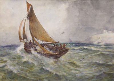 Lot 1144 - Frank Rousse (fl.1895-1917) Fishing in choppy...