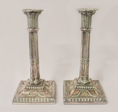 Lot 143 - A Pair of Silver Plated Table Candlesticks, by...