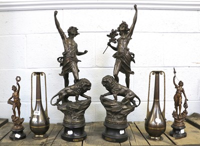 Lot 362 - A Pair of 20th Century French Spelter Figures,...