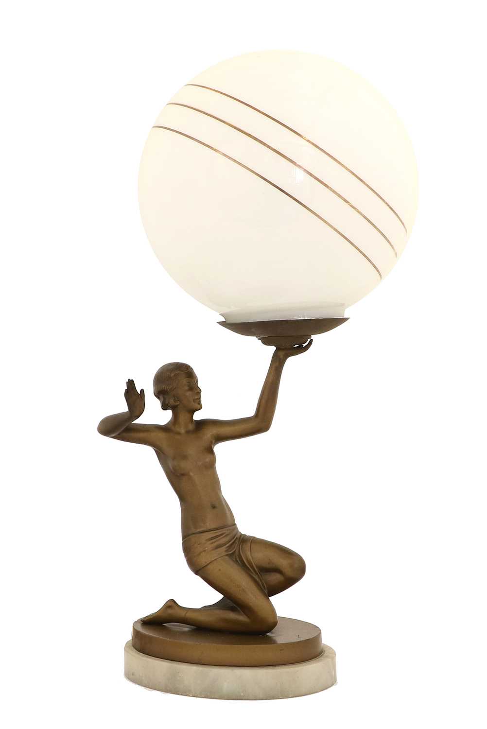 Lot 133 - An Art Deco Gilt Spelter Figural Table Lamp,...