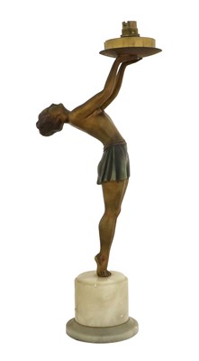Lot 132 - An Art Deco Patinated Spelter Figural Table...