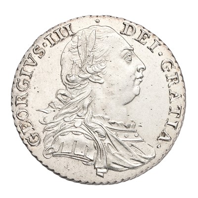 Lot 74 - George III, Shilling 1787, no hearts (Bull...