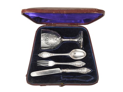 Lot 302 - A Cased Victorian Silver Christening-Set