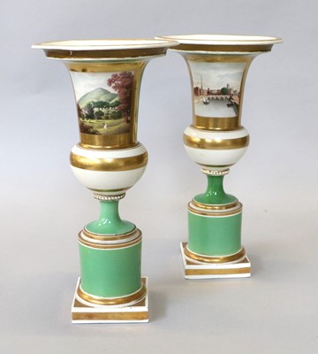 Lot 235 - A Pair of Worcester Pedestal Vases, probably...