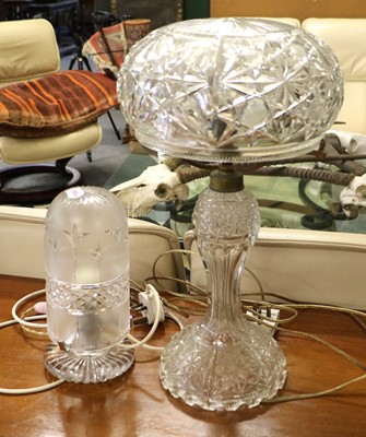 Lot 372 - A Cut Glass Table Lamp, of Baluster form and...