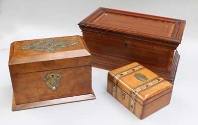 Lot 327 - A Victorian Figured Walnut Tea Caddy, with...