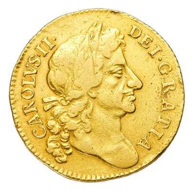 Lot 222 - Charles II, Guinea 1679, fourth laureate bust...