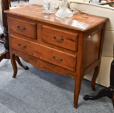 Lot 1267 - A Cherry Wood Chest of Three Drawers, 105cm by...