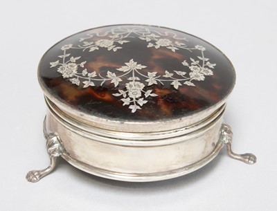 Lot 164 - A George V Silver and Tortoiseshell Ring-Box,...