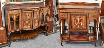 Lot 1197 - A Edwardian Inlaid Rosewood Bow Fronted...