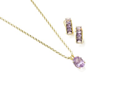 Lot 109 - A 9 Carat Gold Amethyst Pendant on Chain, the...