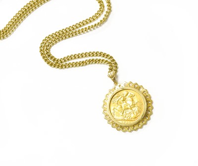 Lot 107 - A Sovereign Pendant on Chain, dated 1910, in a...