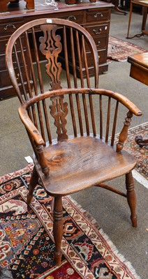 Lot 1353 - A Yew Wood Windsor Chair, with crinoline...