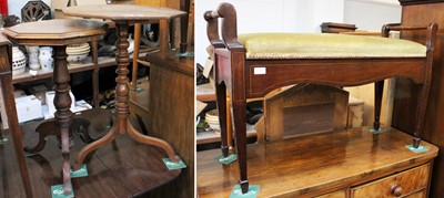 Lot 1296 - A Duet Stool and Two Tripod Tables