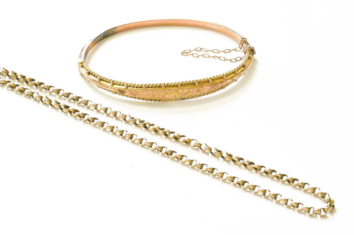 Lot 60 - A 9 Carat Gold Hinged Bangle, inner...