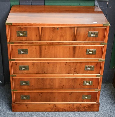 Lot 1184 - A Reproduction Yew Wood Campaign Chest, 76cm...