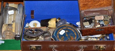 Lot 90 - Four boxes of collectables, scent bottles, costume jewellery and silver backed dressing table items