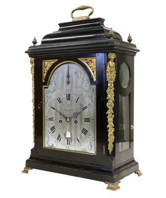 Lot 178 - An Ebonised Striking Table Clock, signed Jno...