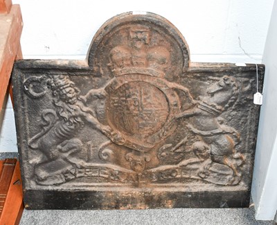 Lot 1362 - A Charles II Style Cast Iron Fire Back,...