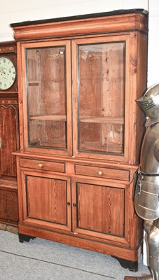 Lot 1200 - A Part Ebonised Pitch Pine Bookcase, 133cm by...