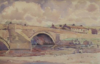 Lot 1150 - Fred Lawson (1888-1968) The Bridge at Grinton...