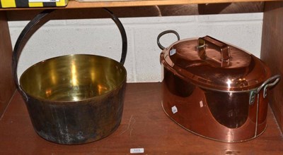 Lot 103 - A jam pan and a copper fish kettle