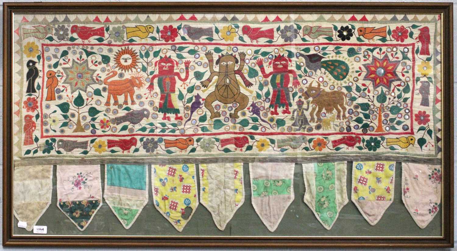 Lot 1264 - Rajasthani Toran, framed and glazed, 62cm