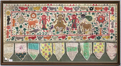 Lot 1264A - Rajasthani Toran, framed and glazed, 62cm by...