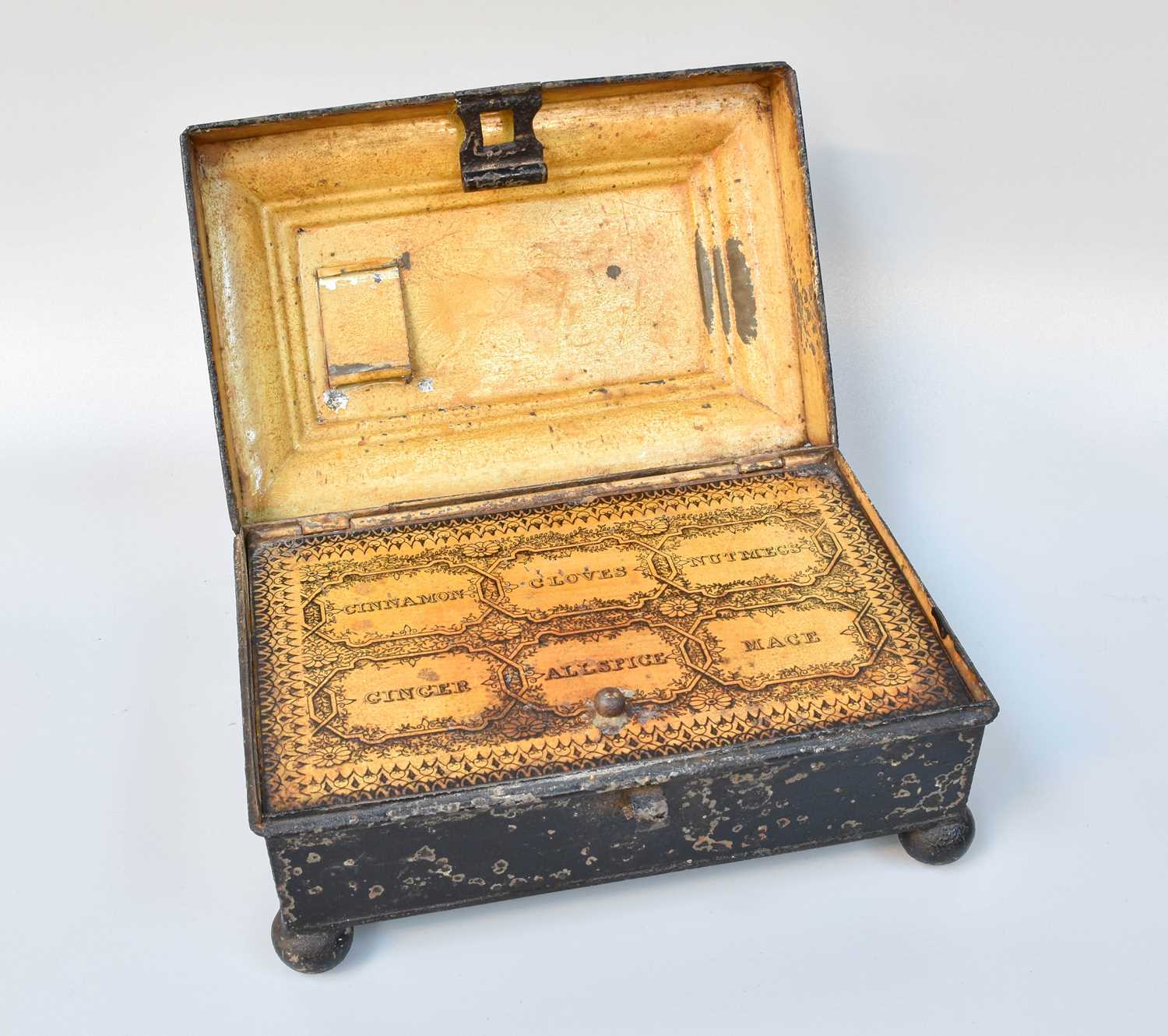 Lot 293 - A 19th Century Toleware Spice Box, of...