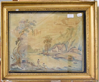 Lot 189 - A Silkwork Picture, circa 1800, depicting two...
