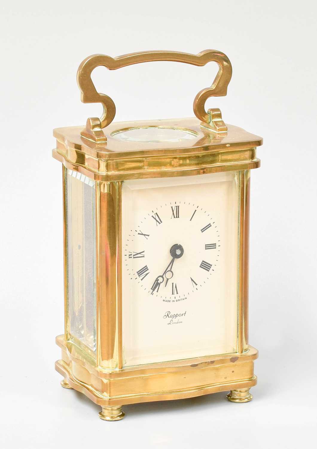 Lot 266 - A Rapport Brass Carriage Timepiece, with key
