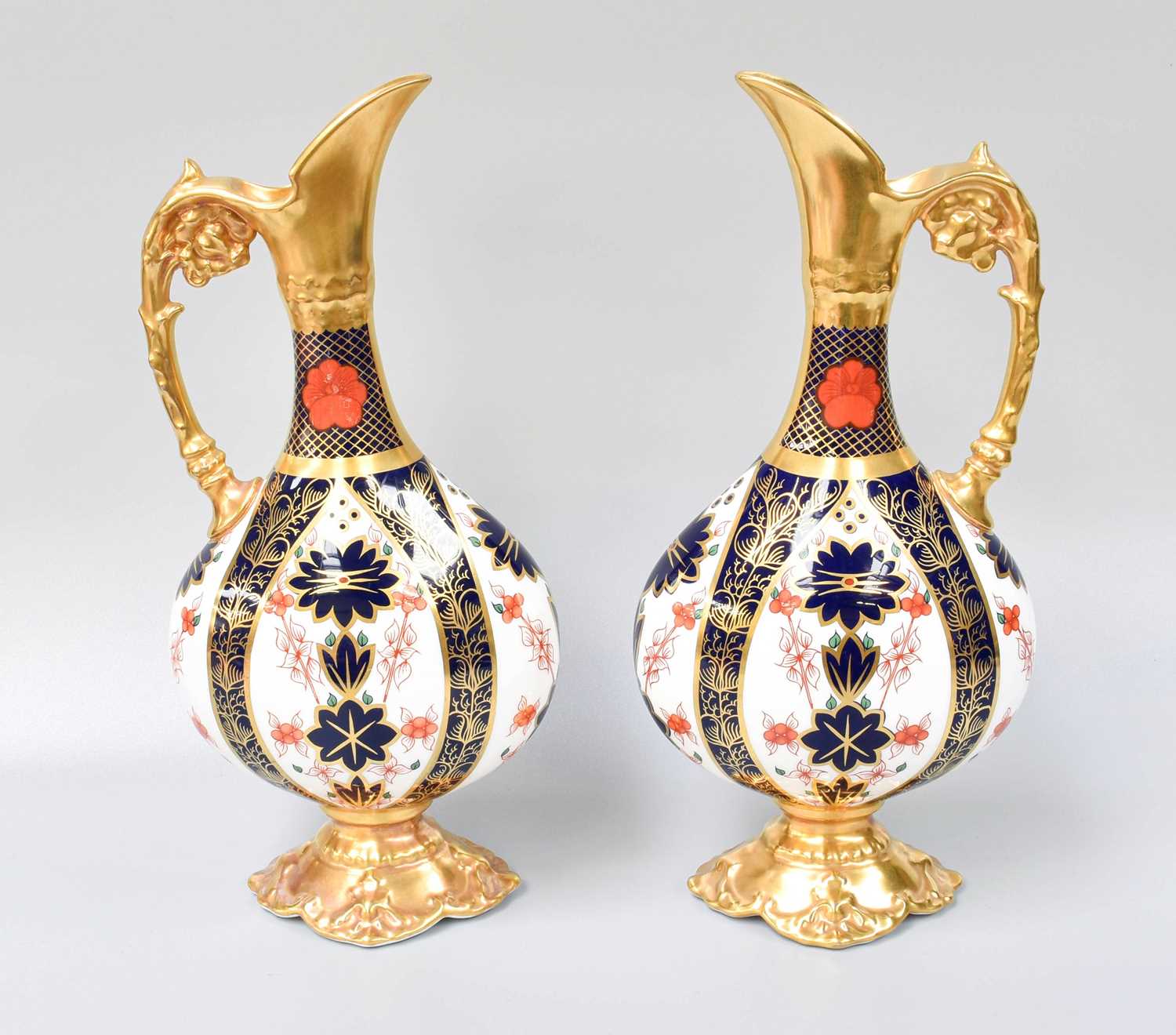 Lot 267 - A Pair of Royal Crown Derby Porcelain Ewers,...