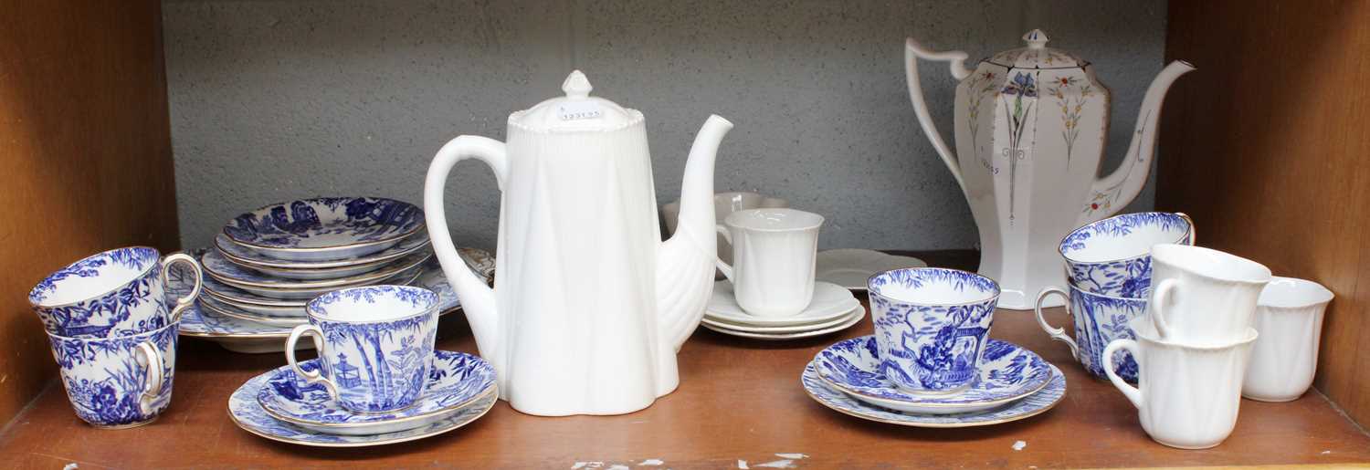 Lot 282 - A Shelley Queen Anne Blue Hyacinth Coffee Pot;...