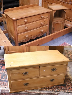 Lot 1410 - A Pine Three Height Chest of Drawers, 90cm by...