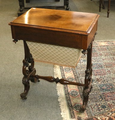 Lot 1383 - A Victorian Mahogany Work Table, with carved...