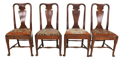 Lot 1262 - A Set of Four Walnut Dining Chairs, circa 1720,...