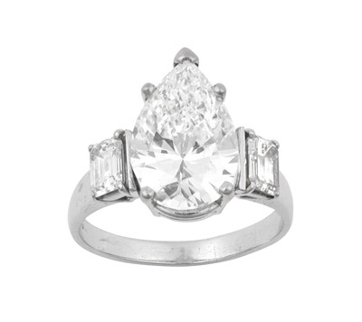 Lot 2342 - A Diamond Ring the pear cut diamond, weighing...