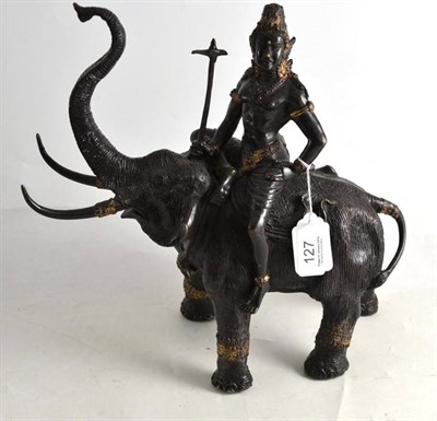 Lot 127 - A modern bronze figure of a warrior on an elephant