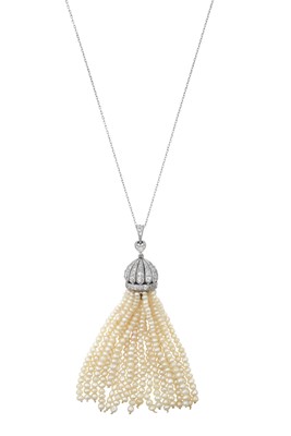 Lot 2308 - An Early 20th Century Pearl and Diamond Tassel...