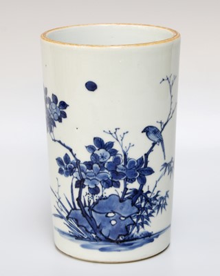 Lot 197 - A Chinese Porcelain Brush Pot, transitional...