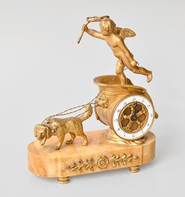 Lot 136 - A Small Gilt Metal and Sienna Marble Chariot...