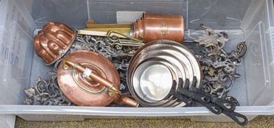 Lot 217 - A Set of Graduating Copper Pans, kettle, jelly...