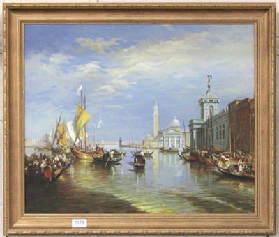 Lot 1179 - Venetian School (20th Century) Busy canal...