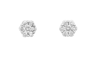 Lot 2022 - A Pair of Diamond Cluster Earrings the...