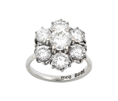 Lot 2296 - An 18 Carat White Gold Diamond Cluster Ring...