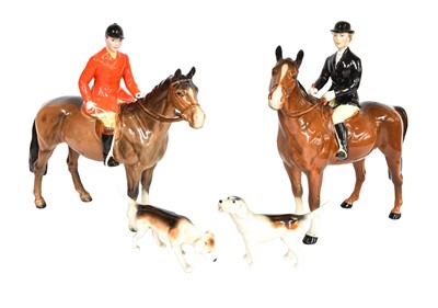 Lot 2175 - Beswick Hunting Group Comprising: Huntswoman,...