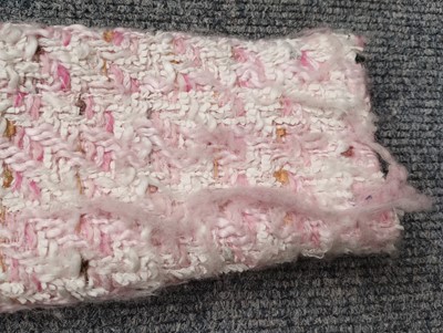 Lot 1099 - Chanel Boutique Pink and White Boucle Jacket,...
