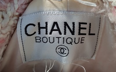Lot 1099 - Chanel Boutique Pink and White Boucle Jacket,...